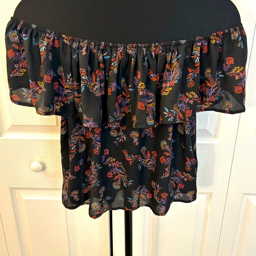 F21 Off shoulder Rainbow color Chiffon Top
